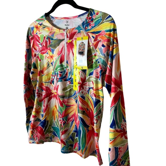 Hurley Size Small Women’s Long Sleeve Rash Guard Swim Shirt UPF 50 SM - Picture 2 of 7